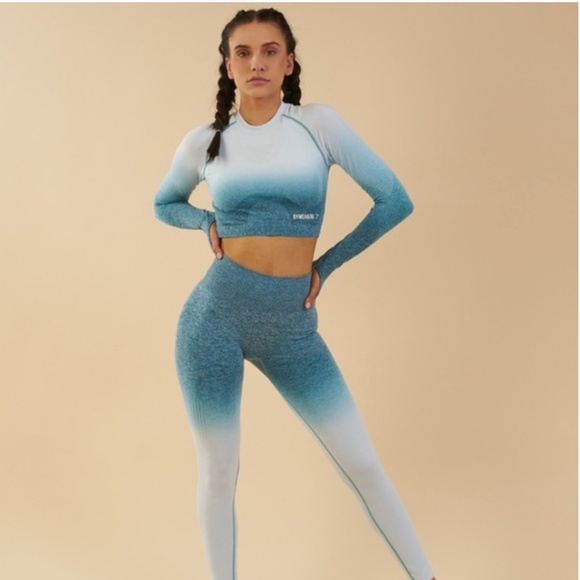 Nwot Gymshark Ombre Blue Seamless Crop 